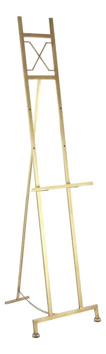 Cavalete retangular de metal com suporte de corrente, dourado