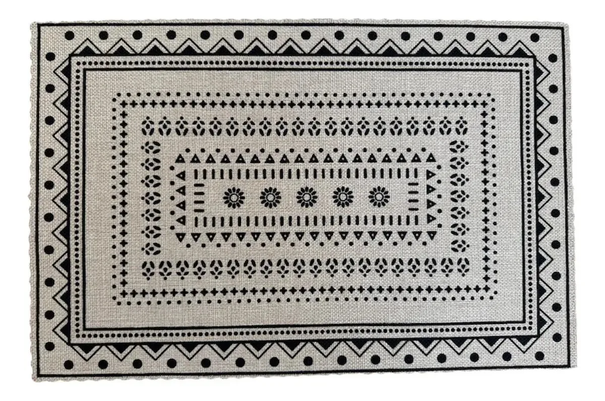 Mesa retangular individual X6, lavável, premium, bege, triângulos bege