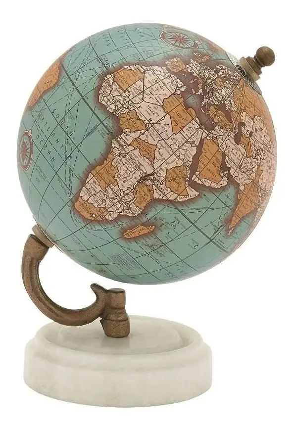 Globo de barro feito de madeira, metal e mármore 12,7x17,7cm