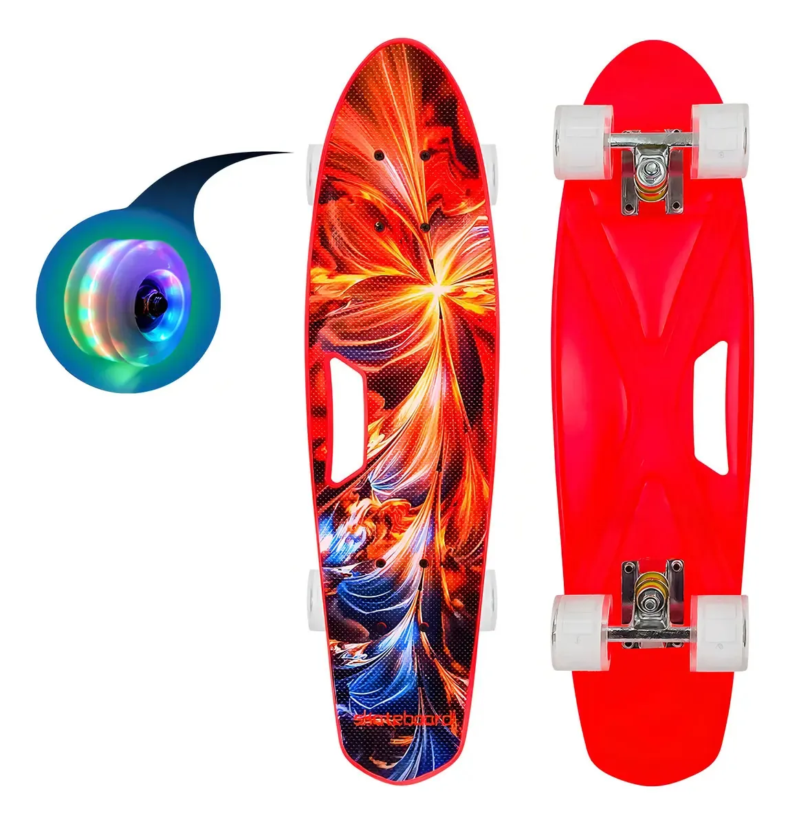 Rodas LED para crianças Penny Slalom Skate Red Flash Skate