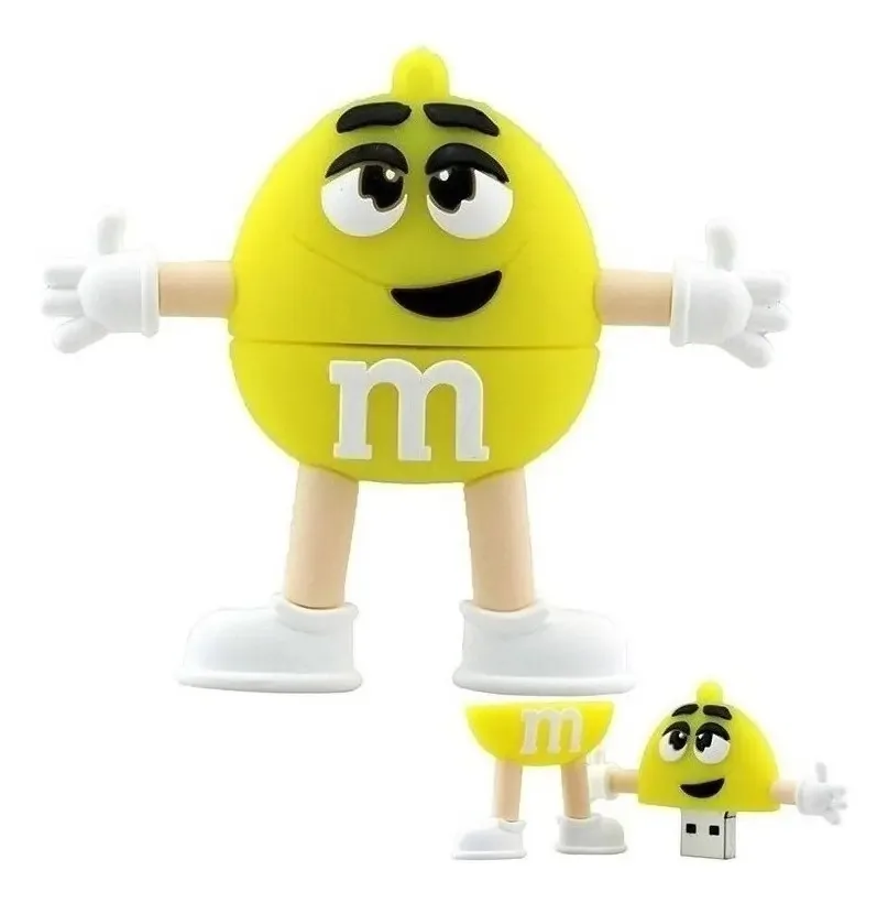 Pen drive de 32 GB. Cor amarela em forma de M & m