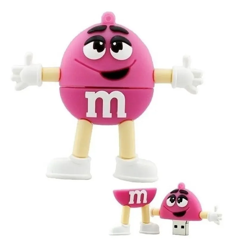Pen drive de 32 GB. Rosa em forma de M & M