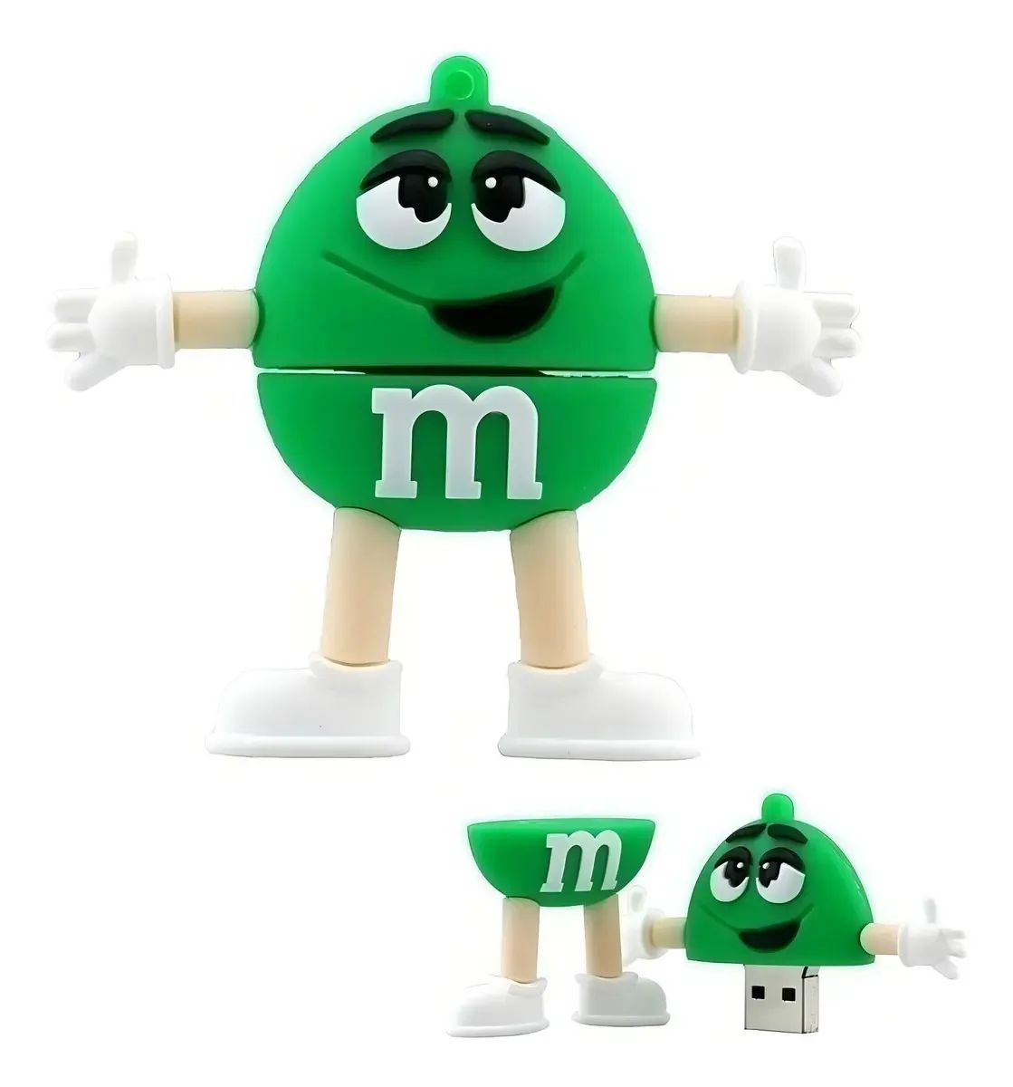 Pen drive de 32 GB. Cor verde em forma de M & m