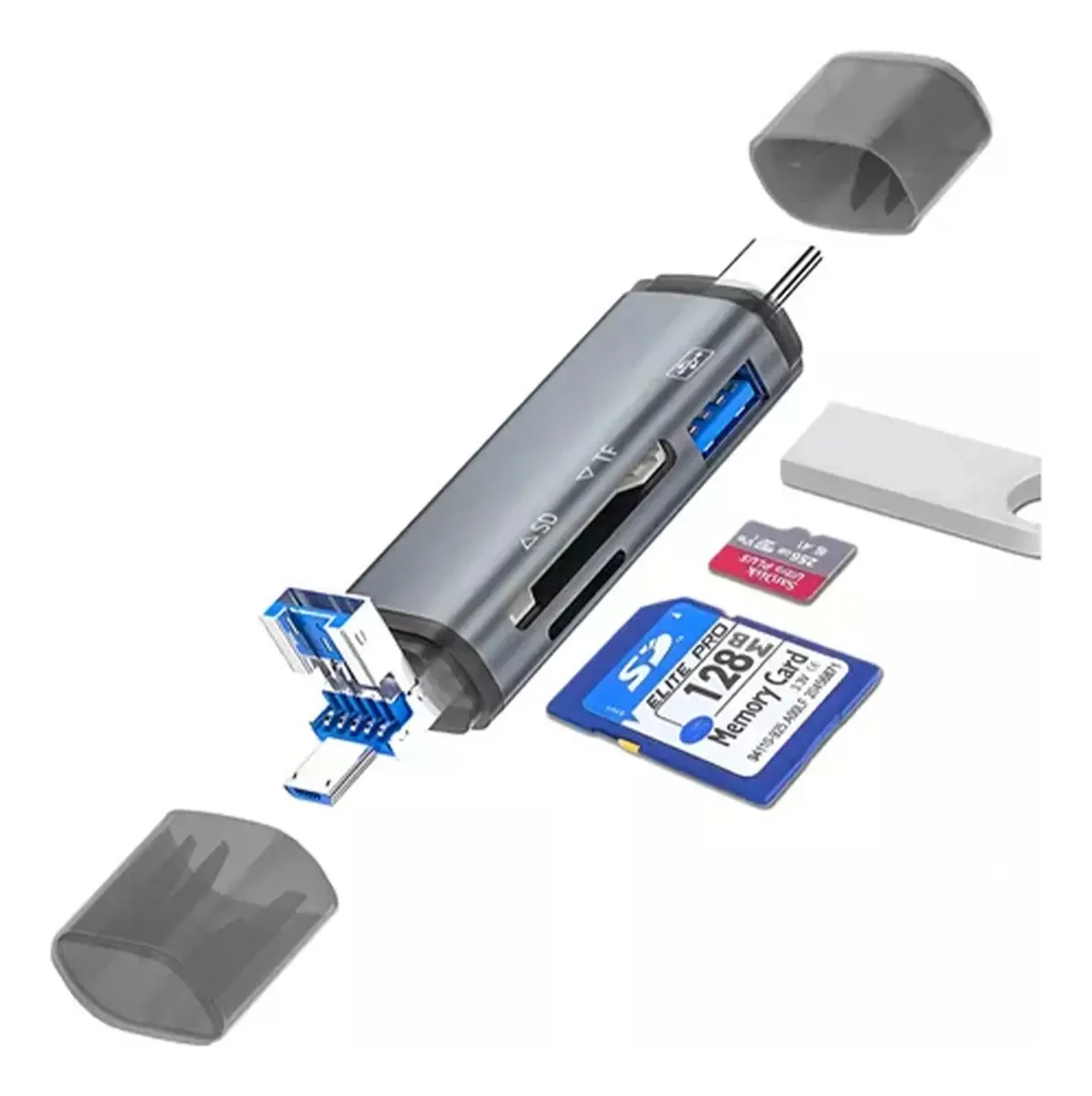 Leitor de cartão de memória USB C 6 em 1 Adaptador USB OTG