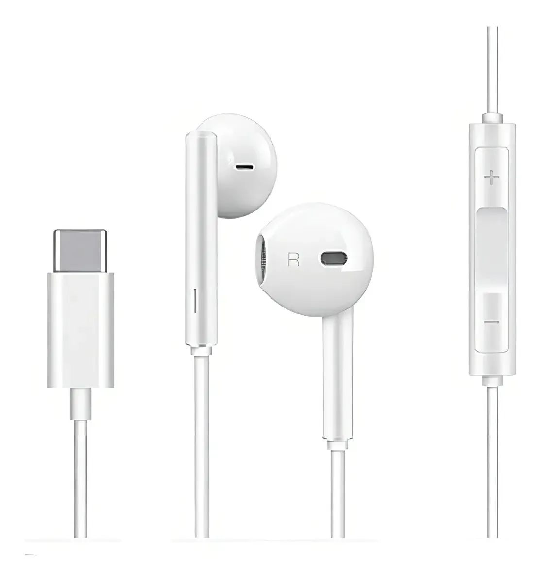 Fones de ouvido com cabo USB tipo C de 1,2 m com microfone viva-voz compatíveis com qualquer dispositivo que tenha uma entrada C branca