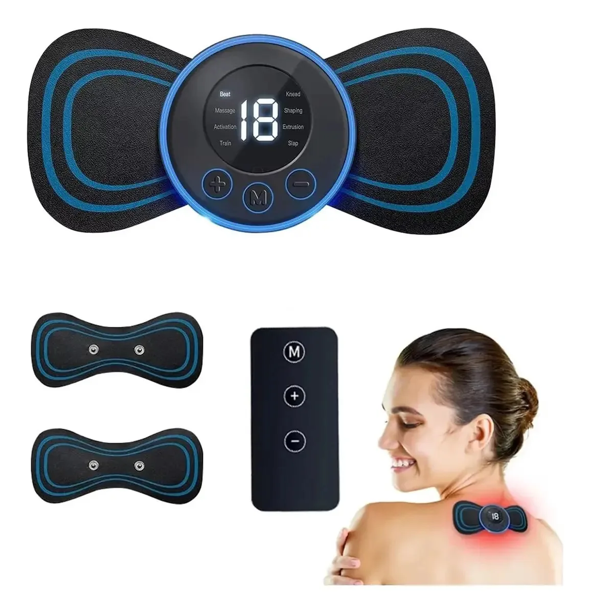 Massageador elétrico portátil Tens: pescoço, costas, abdômen