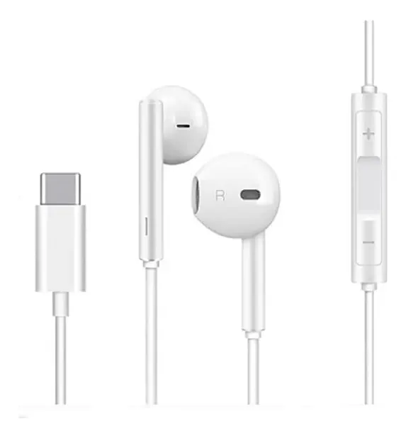 Fones de ouvido He, fones de ouvido com cabo USB C de 1,2 m, dispositivo compatível com viva-voz com entrada C, cor branca