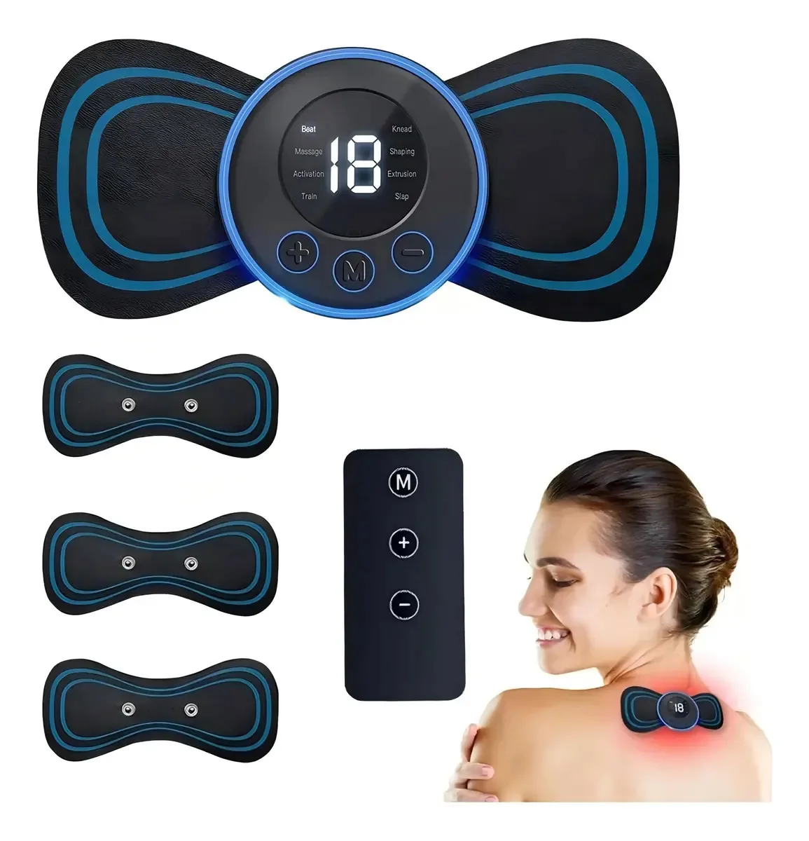 3 unidades de massageador elétrico portátil para pescoço, costas e abdômen, adequado para massagens no pescoço, mãos, pernas, cintura, costas e abdômen