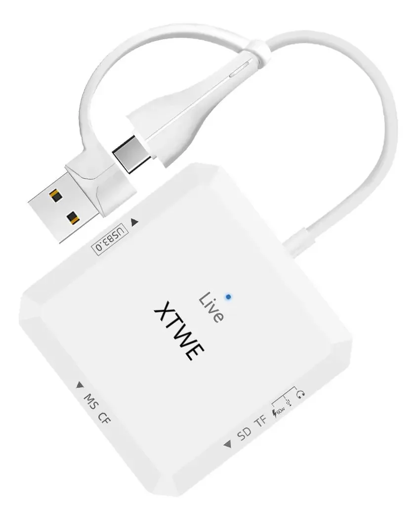 Leitor de cartão SD Xtwe Leitor de cartão de memória 8 em 1, adaptador OTG, leitor de cartão SD USB para celular para iPhone15/iPhone16/Xiaomi/Samsung/Huawei/Computador