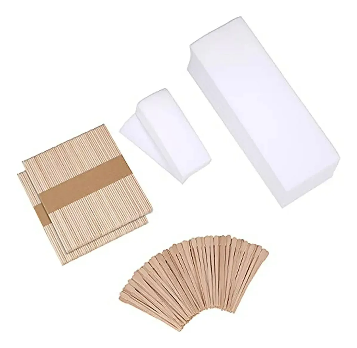 Kit de 250 Peças de Bandas e Palitos de Cera para Depilação