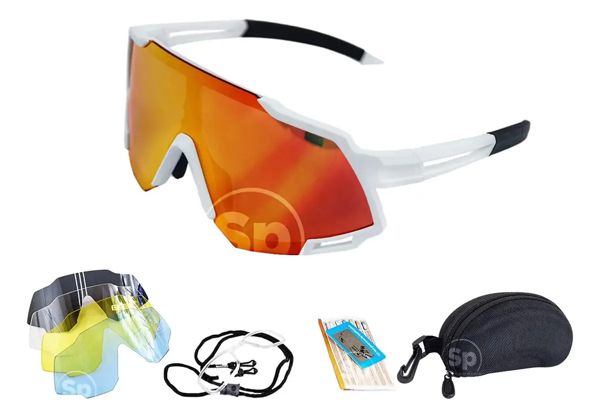 Óculos esportivos de ciclismo laranja/branco