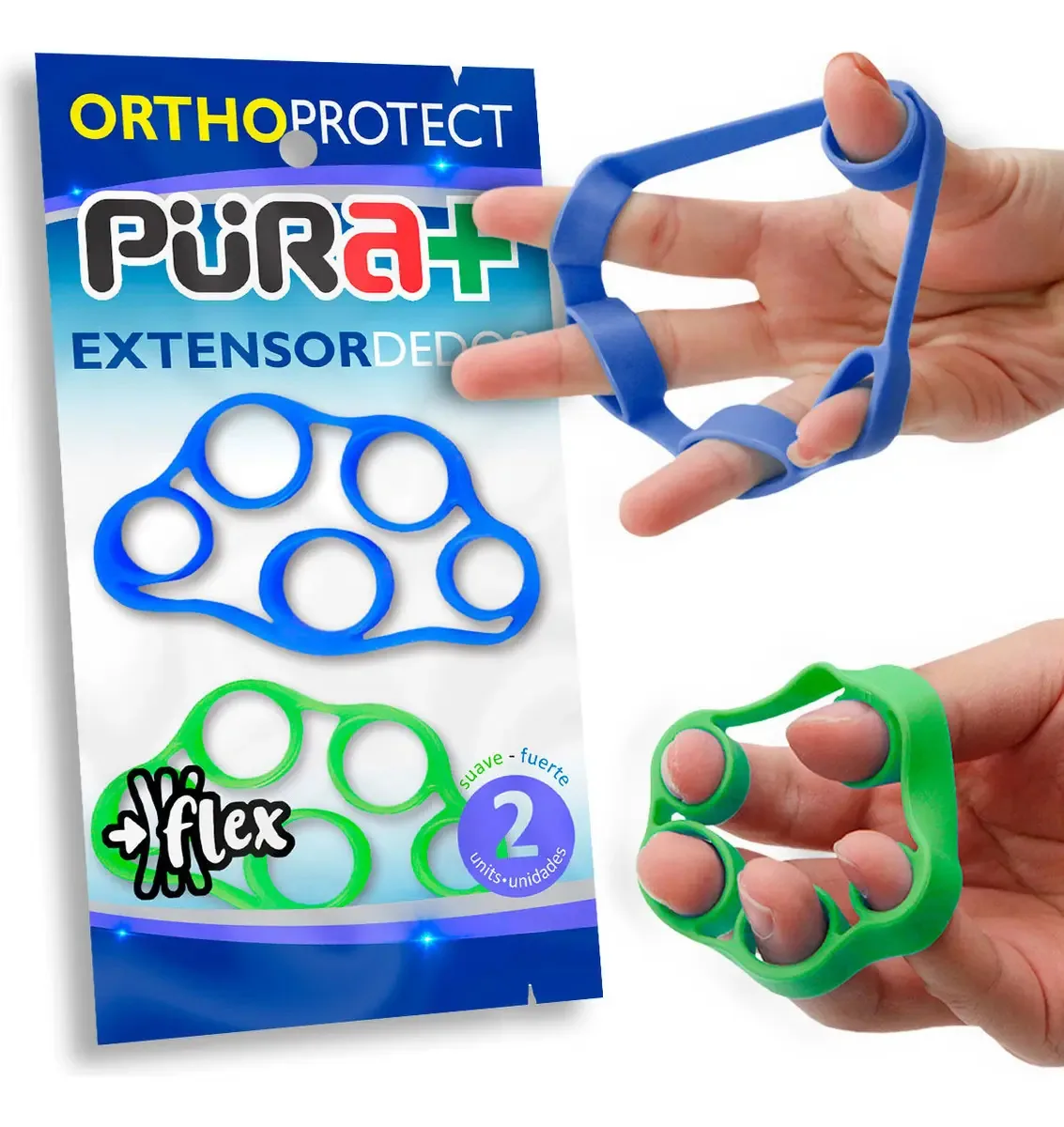 Extensor e fortalecedor de dedos para mão (2 unidades) Cor azul