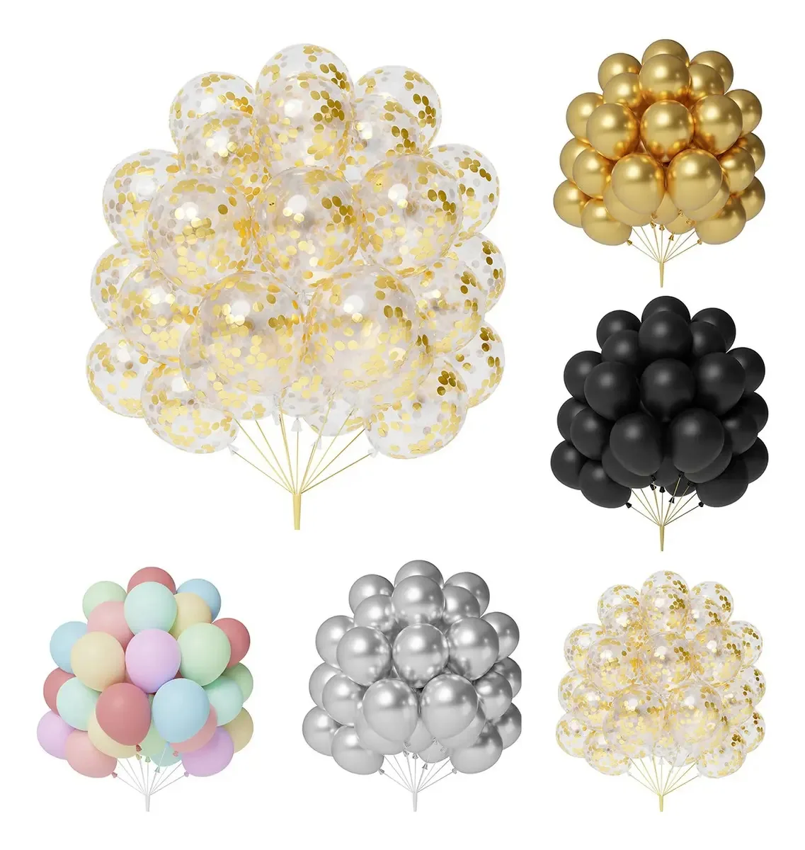 Decoração de 36 balões de látex com confetes dourados e balões de decoração de aniversário