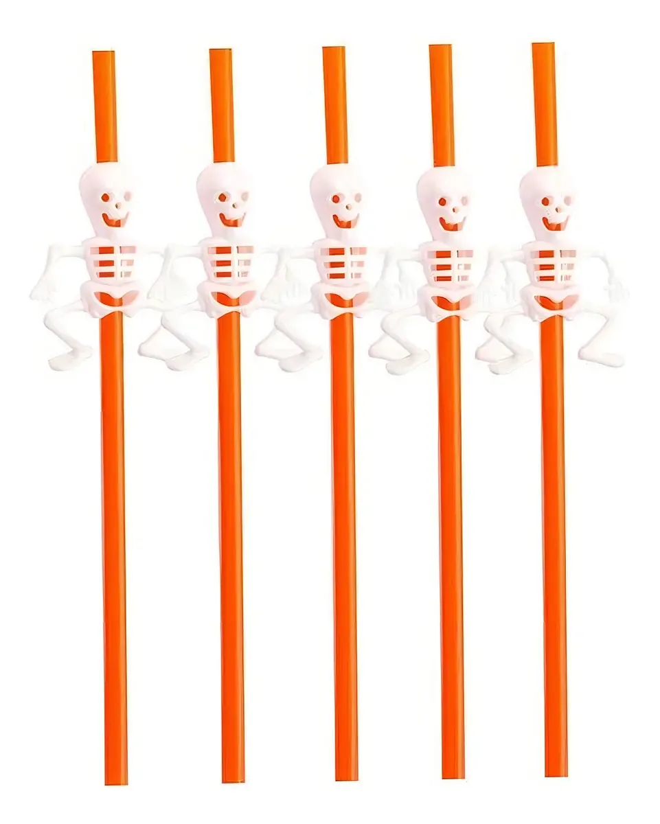 Canudo Plast Halloween C/5un H065 Silver Plastic