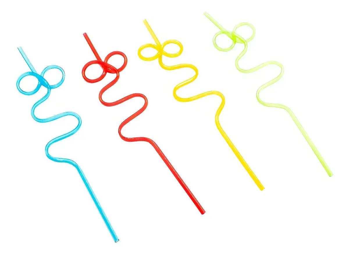 Canudos Espiral Divertidos Reutilizáveis Casaria Plástico 4un Preto