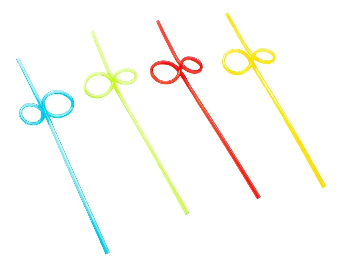 Canudos Espiral Divertidos Reutilizáveis Casaria Plástico 26cm 4un