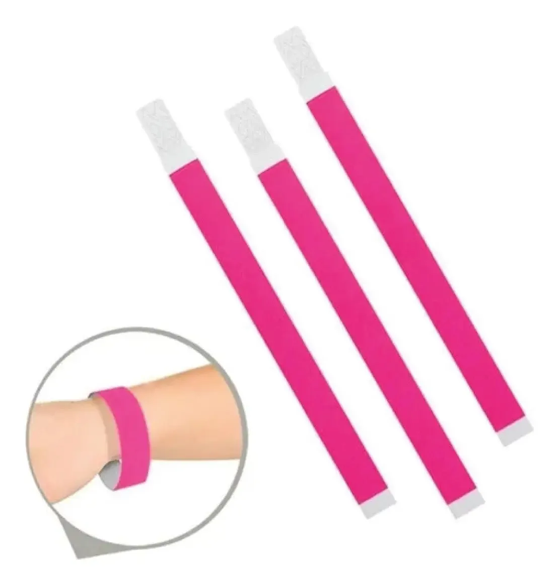 Pulseira Eventos Pink Neon 40un Epl03 Silver Plastic