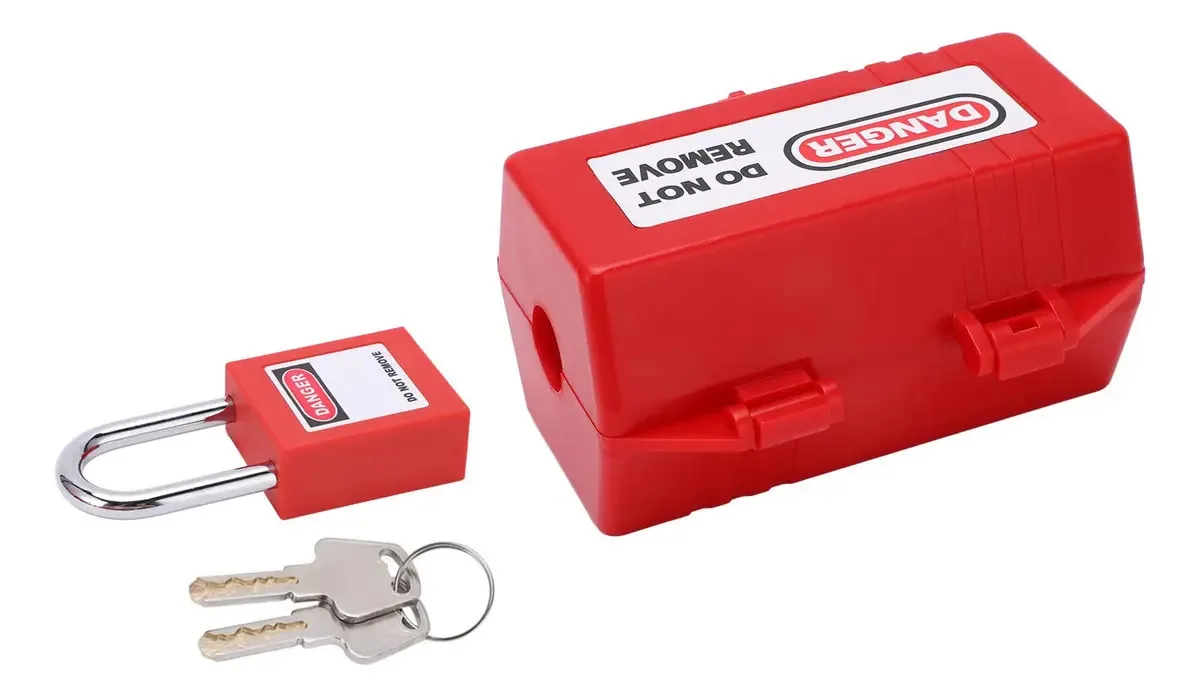 Dispositivo de Bloqueio de Tomada, Conjunto de Etiquetas de Bloqueio de Tomada, Proteção Contra Deformação de Segurança, Produtos Químicos de Aço para Caixa de Segurança Grande + Cadeado de 38 mm