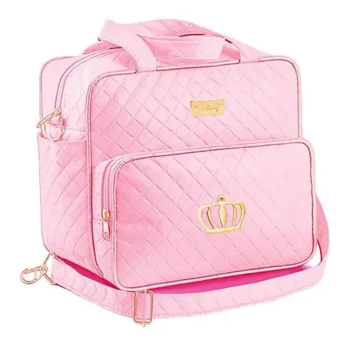 Bolsa Bebê Grande Rosa Passeio Saída Maternidade