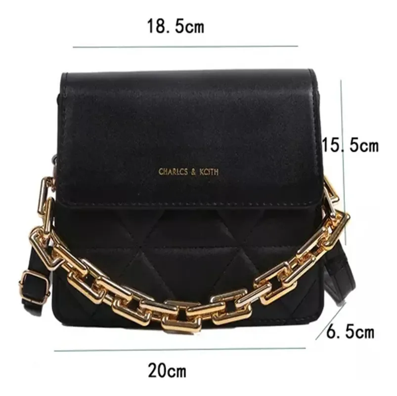 Bolsa de ombro feminina de um ombro com corrente de metal