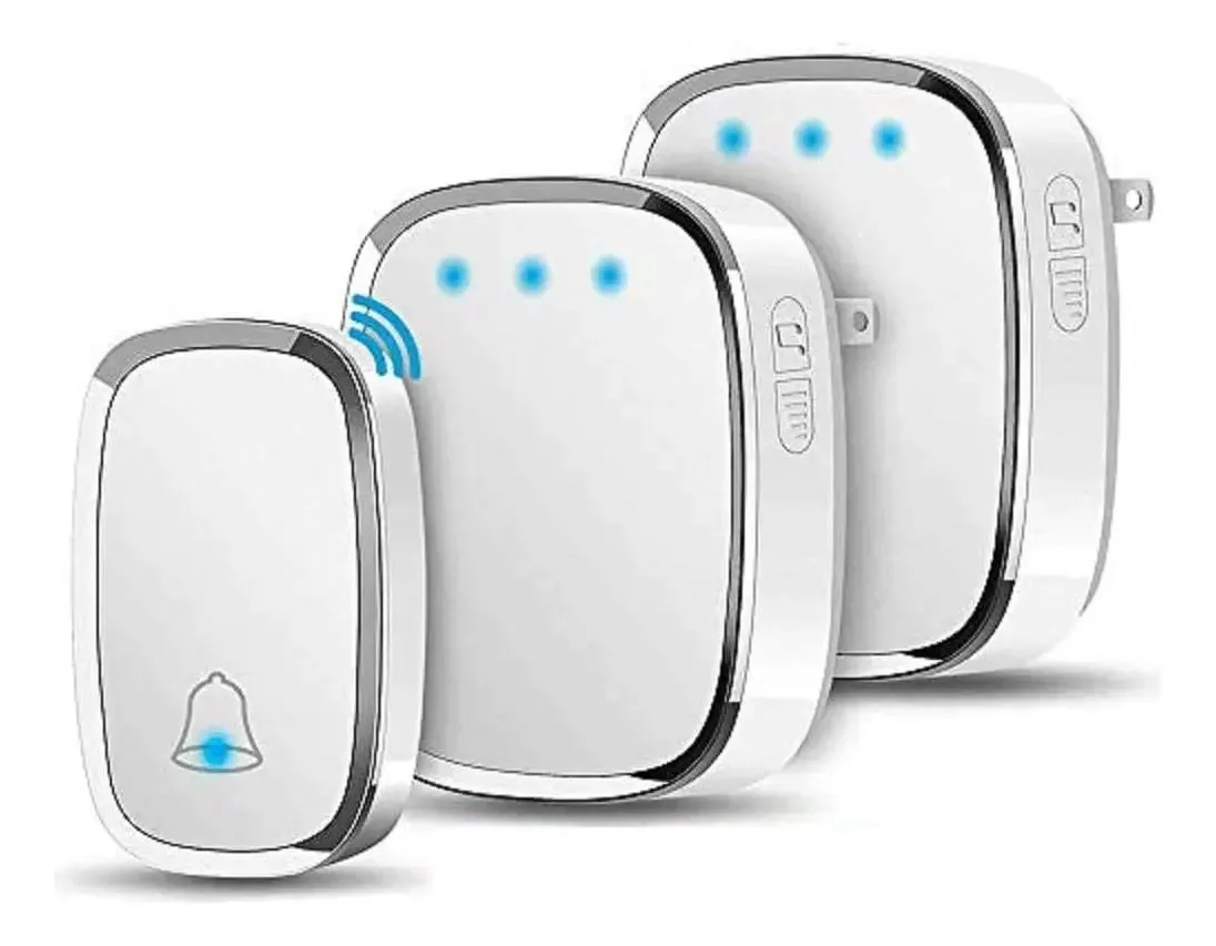 Campainhas Para Portas Com 1 Transmissor E 2 Receptores Branco