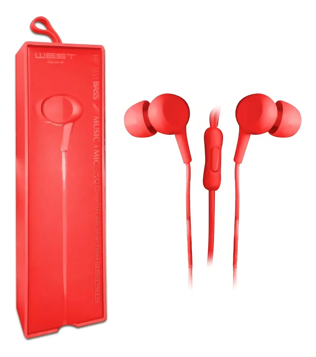 Fones de ouvido intra-auriculares viva-voz West F031 Bass Cellular de 120 cm