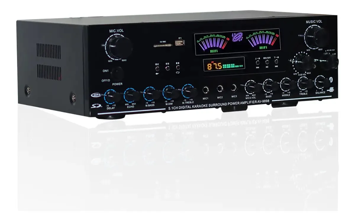 Amplificador de áudio Bluetooth de 5.1 canais preto