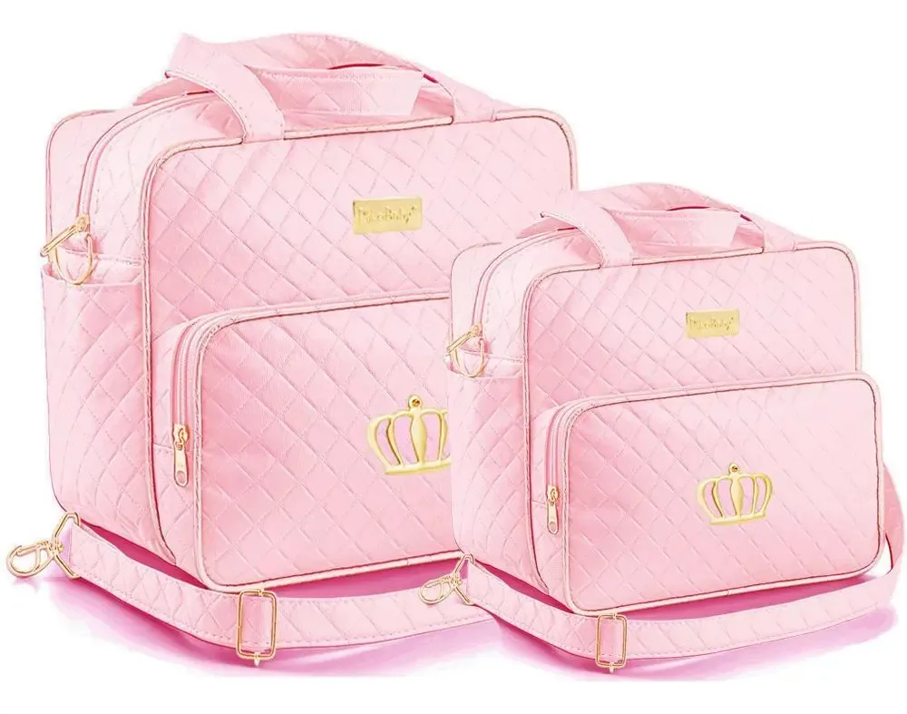 Kit Bolsa Bebe Saída Maternidade Rosa Claro - 2 Unidades