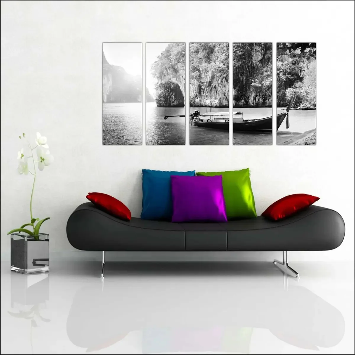 Quadro Decorativo Barco Praia Embarcação Mosaico 5