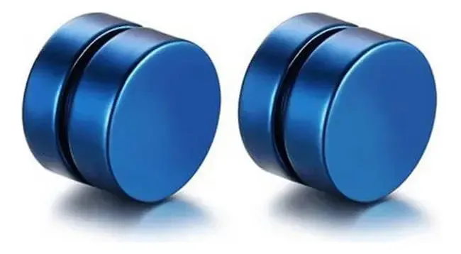 Brinco Masculino Magnético Imã Alargador Falso 8mm Azul