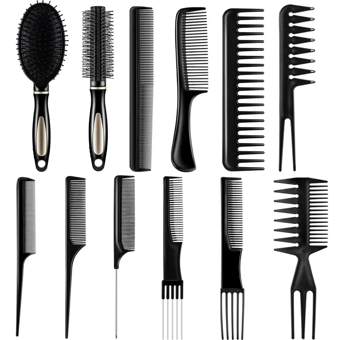 Conjunto De Pentes E Escovas De Cabelo De 12 Peças
