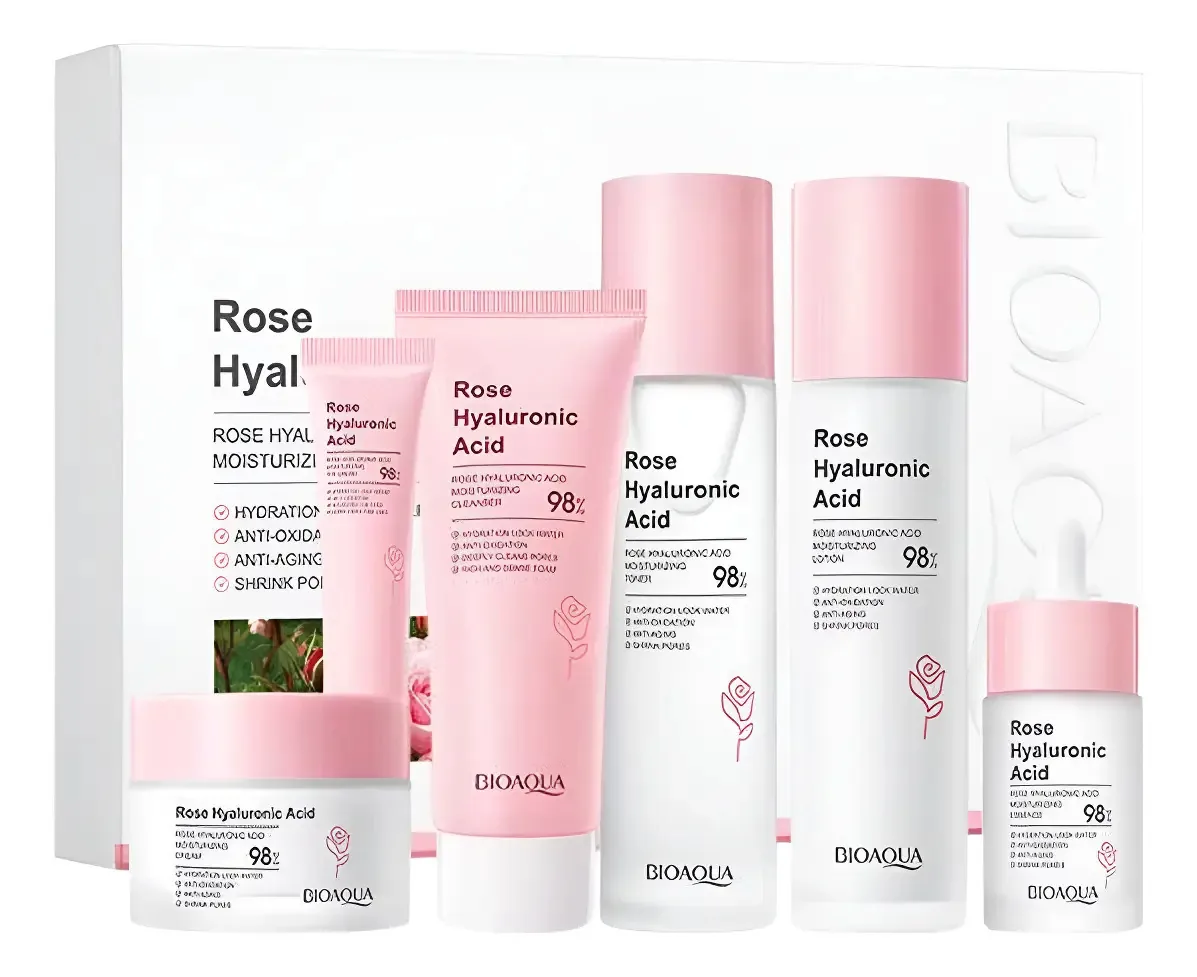 Kit de Cuidados com a Pele de Rosas e Ácido Hialurônico Bioaqua Facial