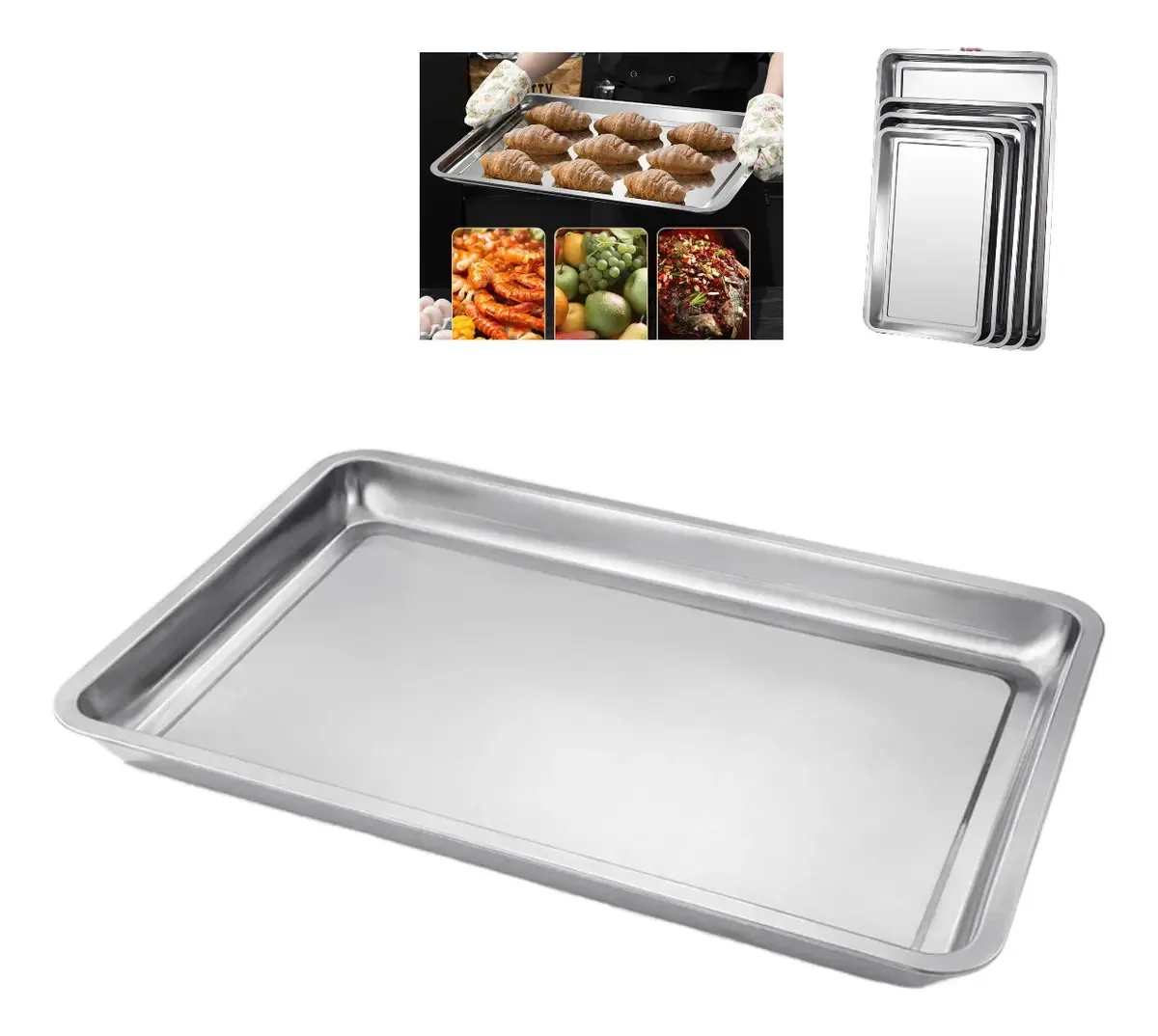 Bandeja de utensílios de cozimento de aço para forno de cozimento 45x30cm
