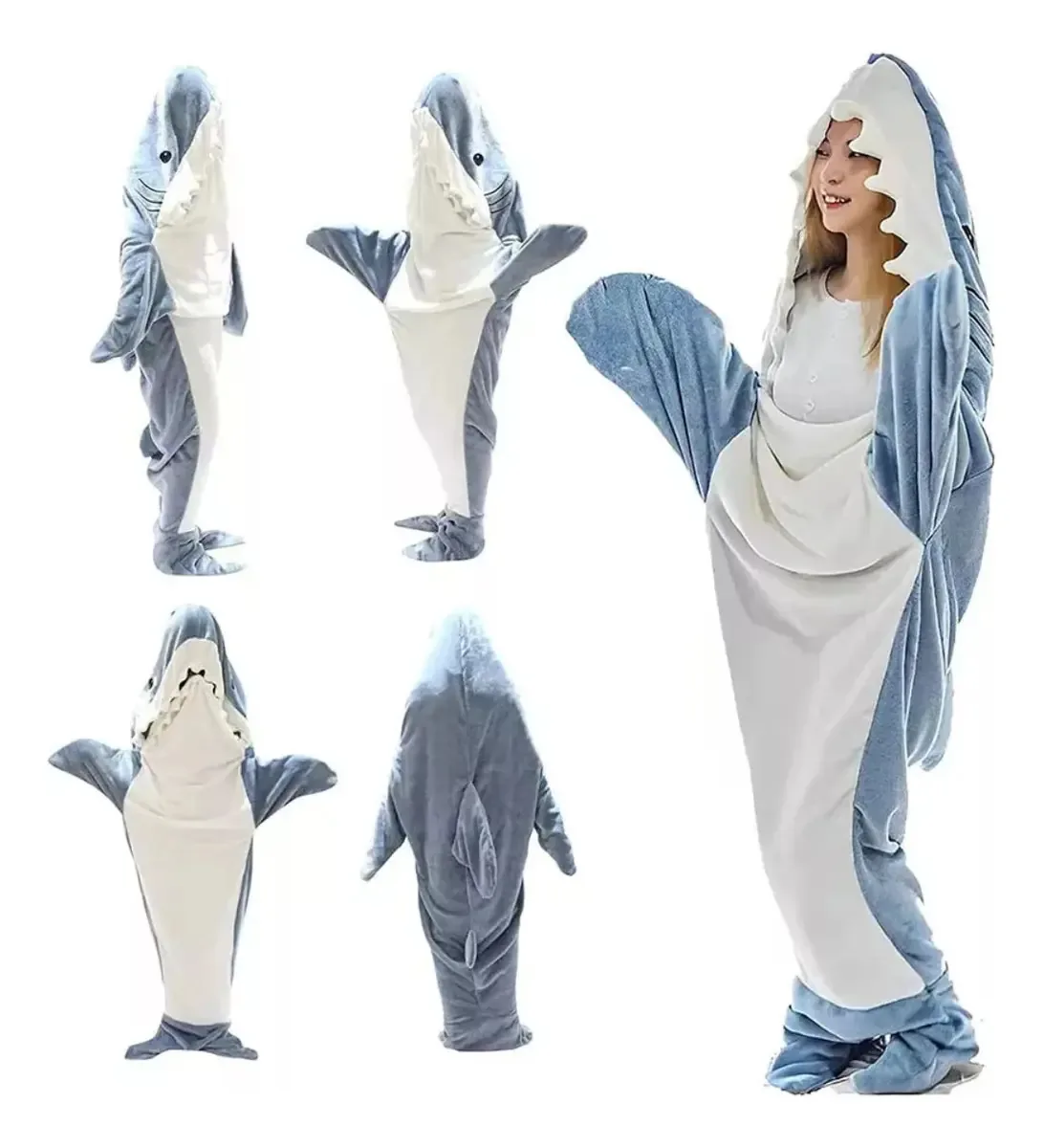 Pijamas Shark Blanket, saco de dormir para adultos com capuz, cor L