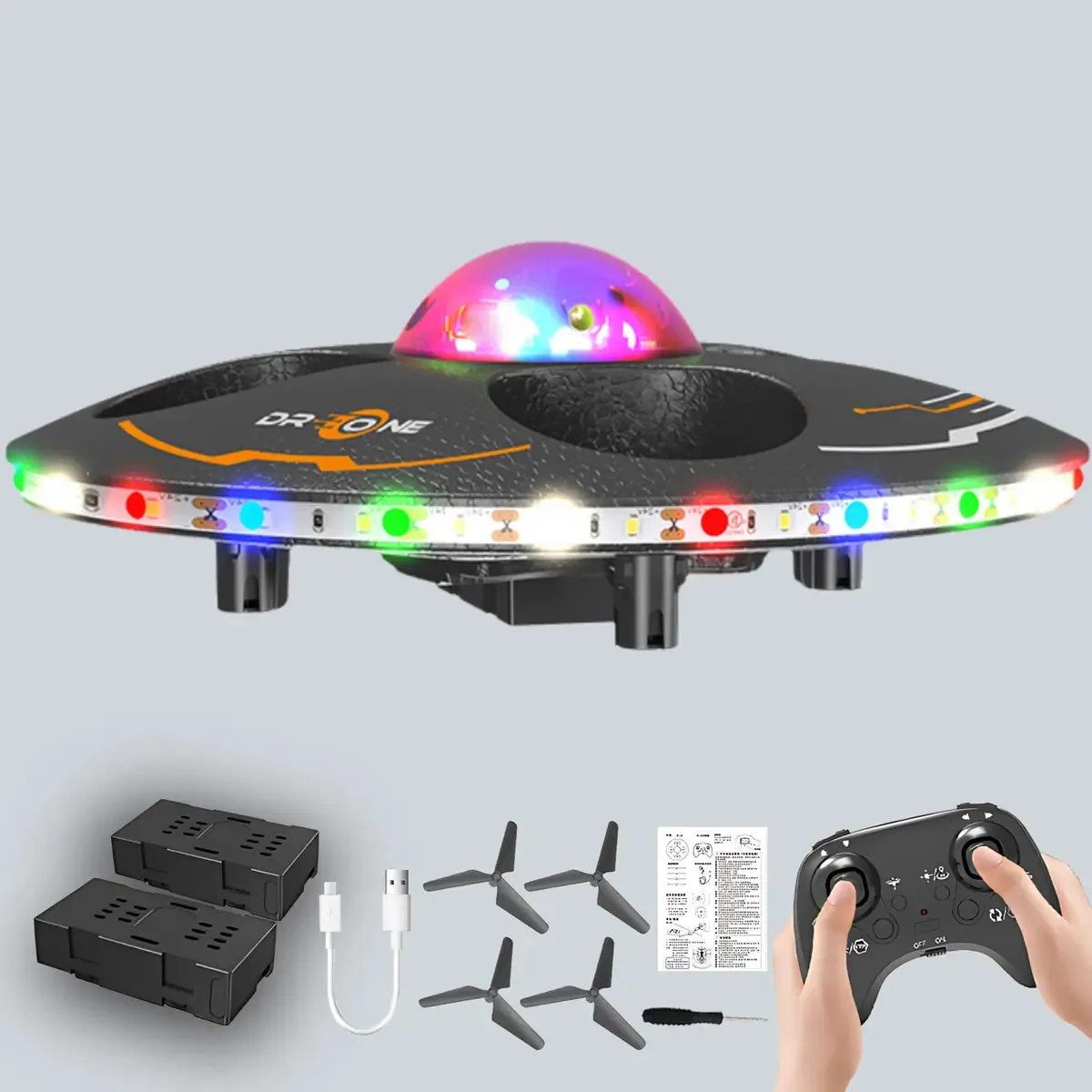 Drone OVNI para crianças e iniciantes, avião RC com luz, C