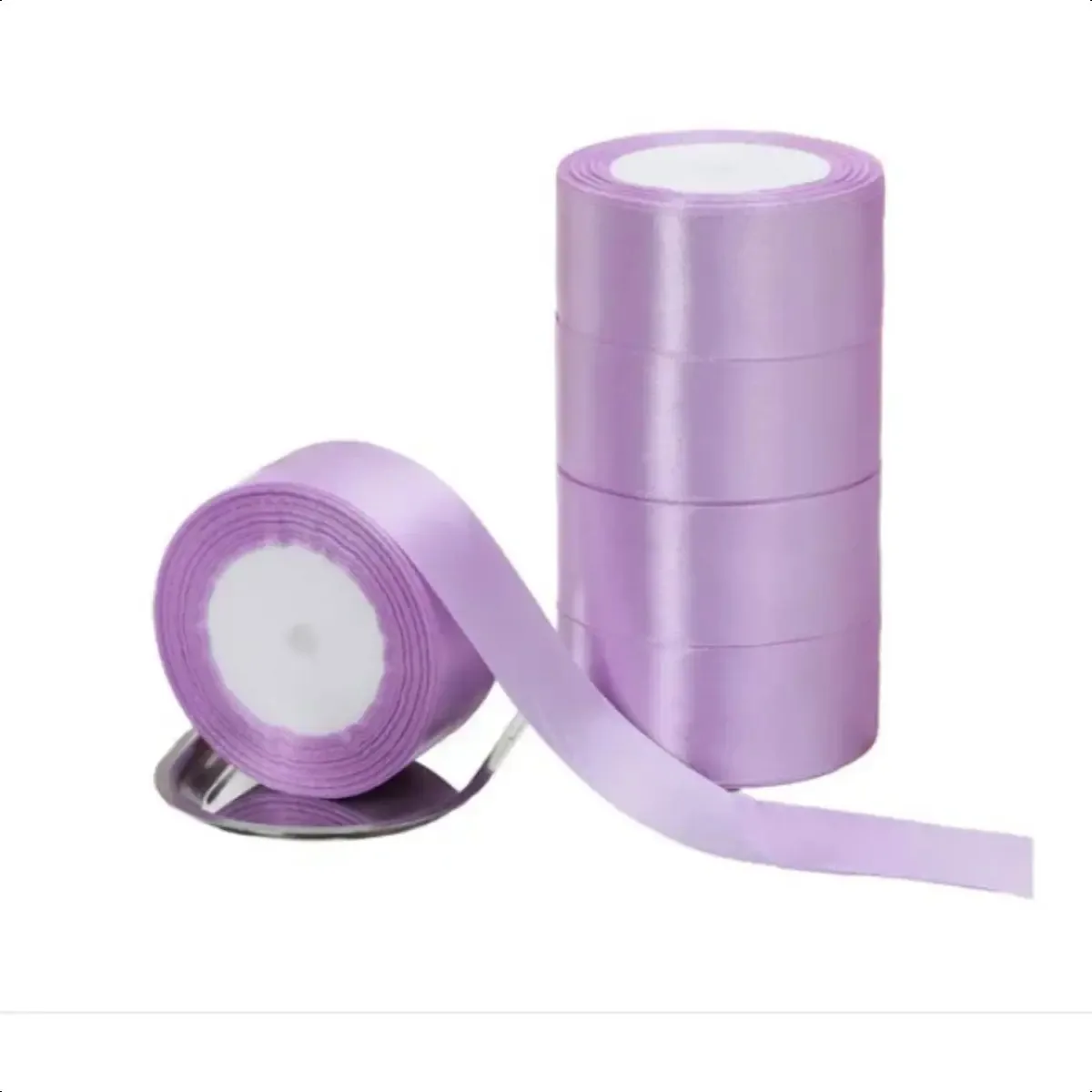 5 rolos de cetim para decoração colorida, fitas, 4 cm, cor lavanda * 5 unidades