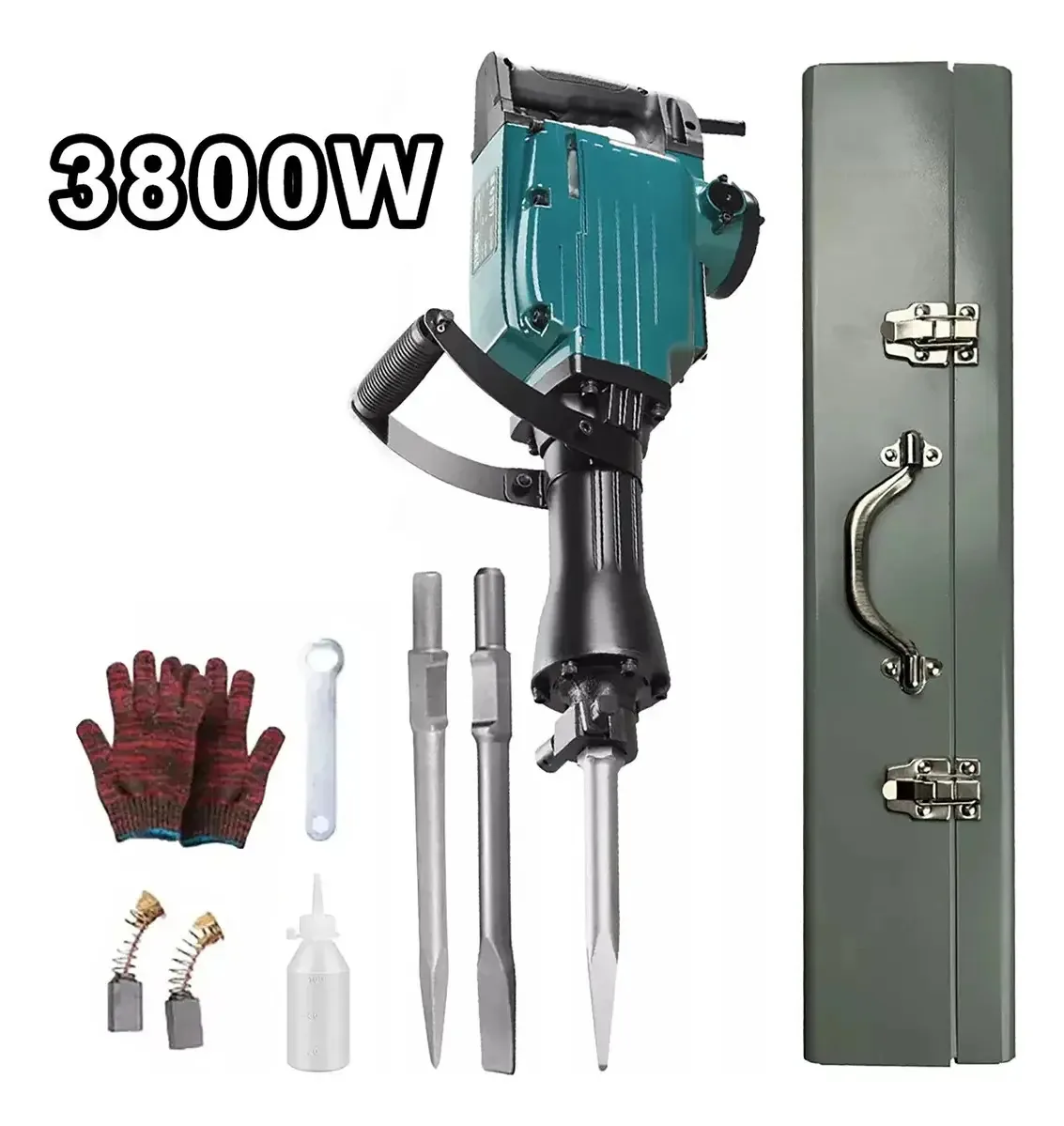 Martelo de demolição elétrico CALAMAR SHOP 3800W Martelos de demolição hexagonais 720 mm de aço azul 60 Hz 3,8 kW 62J