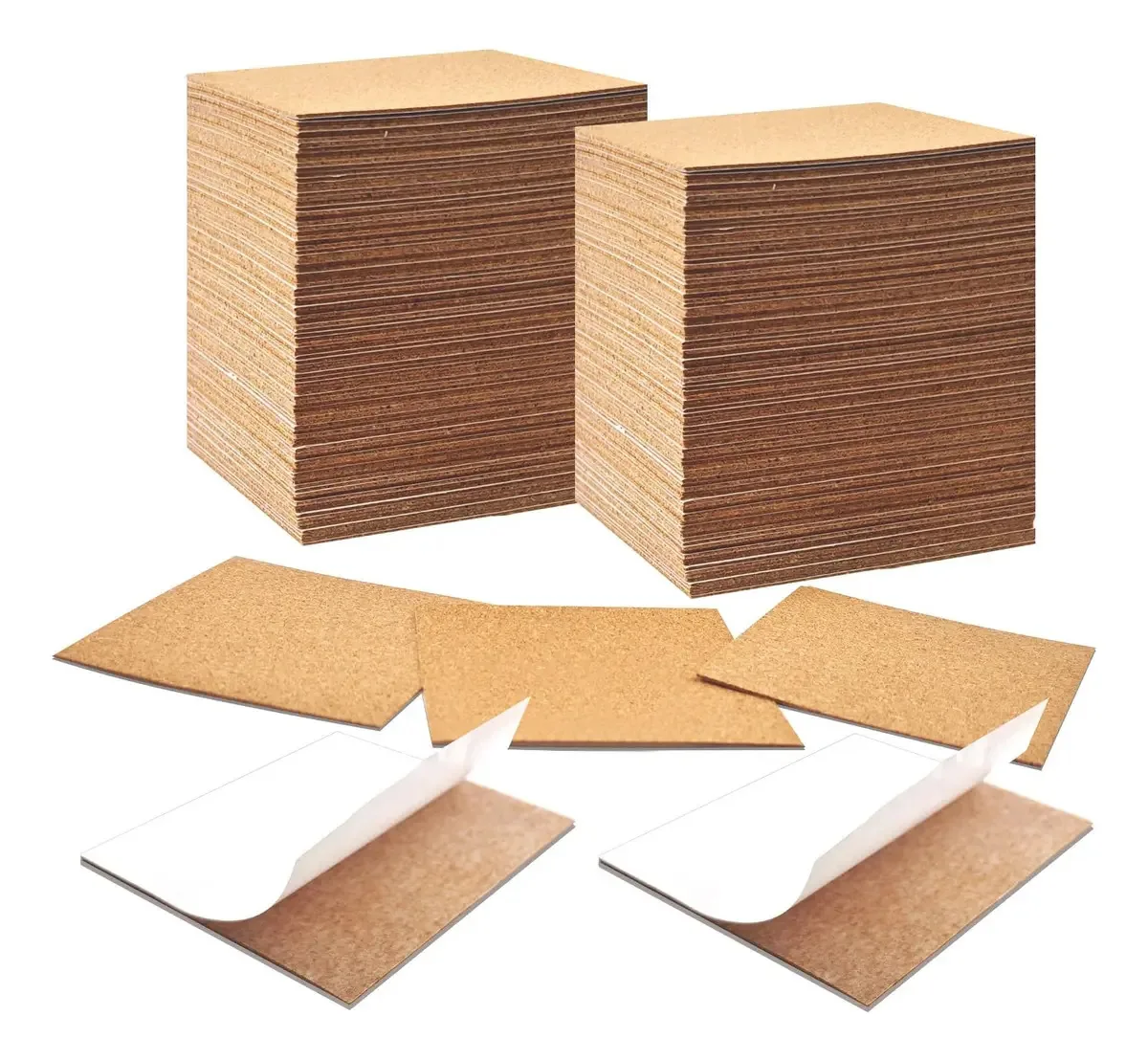 Porta-copos autoadesivos de cortiça (100 peças quadradas)
