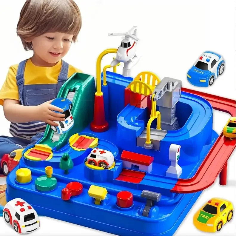 Brinquedos infantis de pista de corrida, brinquedos infantis azuis