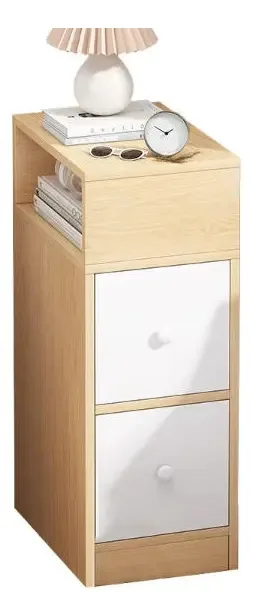 Mesa de cabeceira simples e moderna para quarto, mesa de cabeceira pequena, guarda-roupa de armazenamento ultrafino, armário de armazenamento de parede com 2 gavetas Country Oak