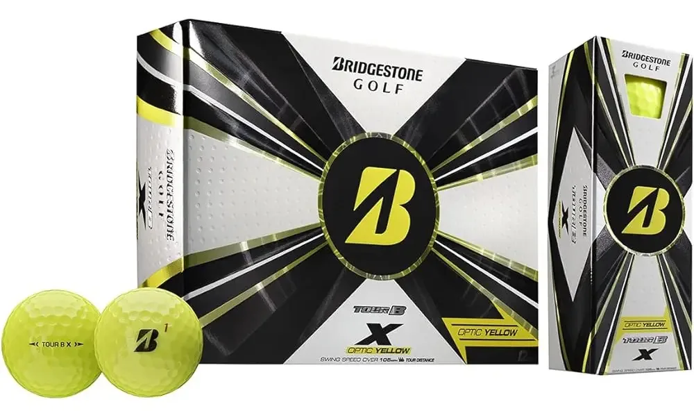 Bolas de golfe amarelas Bridgestone Golf 2022 Tour B X