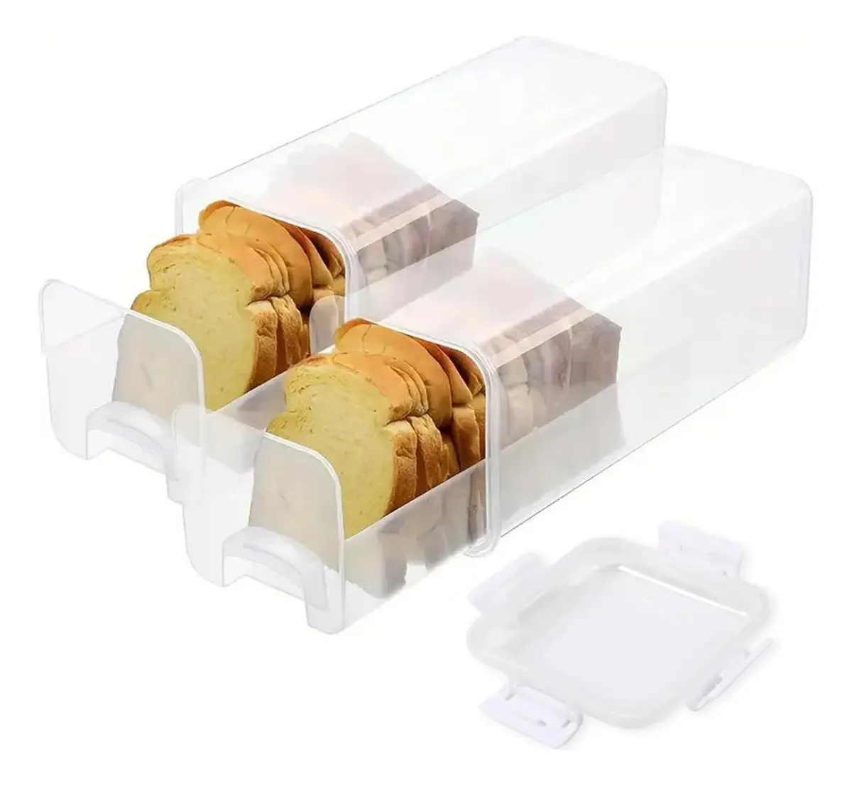 Caixas de plástico transparentes, pão acrílico, cor branca