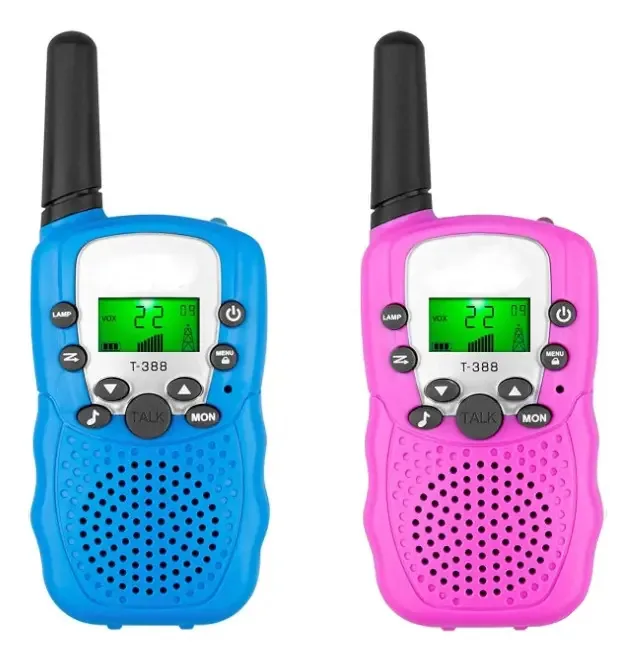 Conjunto de 2 peças de Walkie Talkies para crianças, Walkie-Talkie, cor azul e rosa