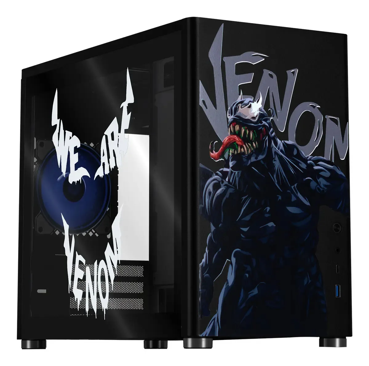 Armário de jogos Venom-Spider Comic Edition Xtreme para PC Mini Tower Micro Atx USB-c de vidro temperado