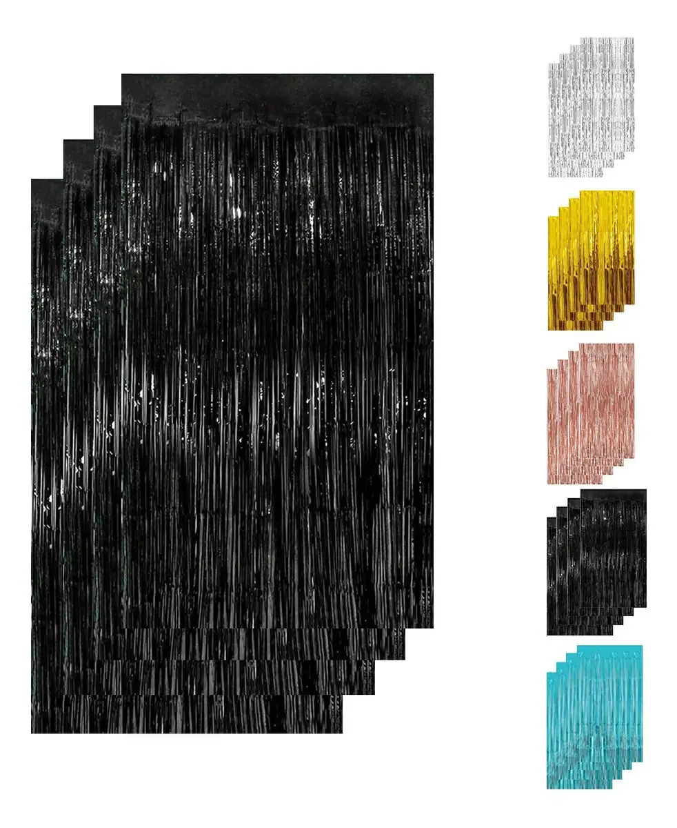 4 cortinas de metal para festas aniversário decoração de casamento Wayfun cor preta