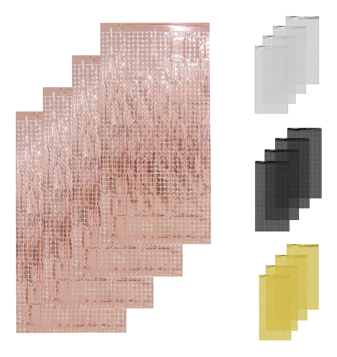 Cortinas de metal multicoloridas para festas, decoração em ouro rosa