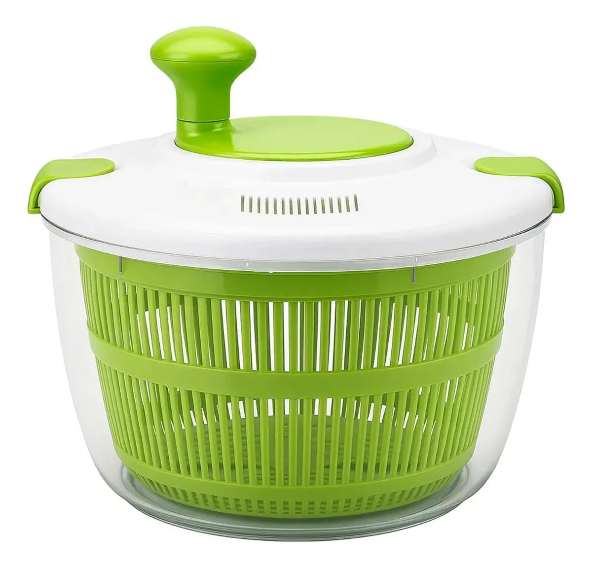Centrífuga de cozinha verde, secador de alface, frutas e vegetais