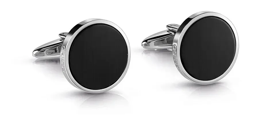 Abotoaduras masculinas Guess Silver/Black