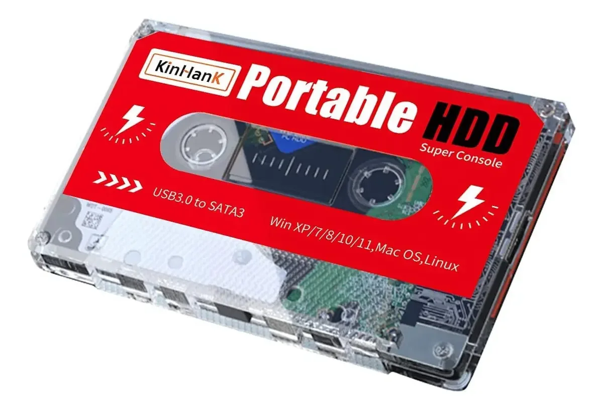 Kinhank - Disco Rígido Externo De 2 Tb Integrado Com Mais De 120.000 Jogos Clássicos, Sistema Batocera 33, Console De Jogos Retrô Compatível Com Mais De 70 Emuladores, Suporte Hdd Para