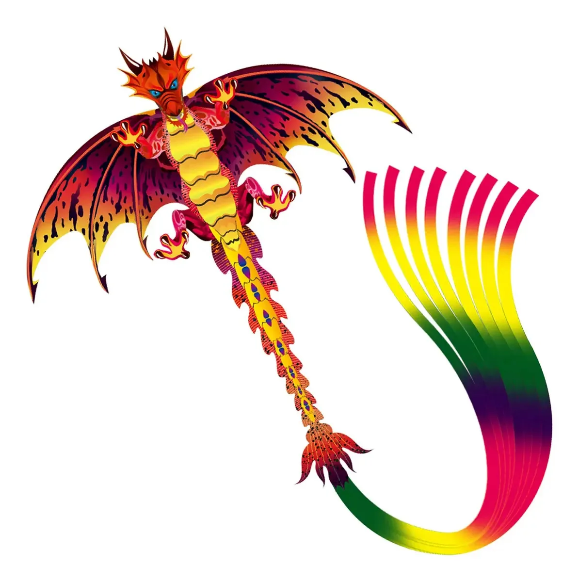 Pipa Lamonty Red Dragon — Pipa para crianças e adultos com corda longa e cauda colorida, fácil de pilotar, esportes ao ar livre, atividades ou viagem à praia